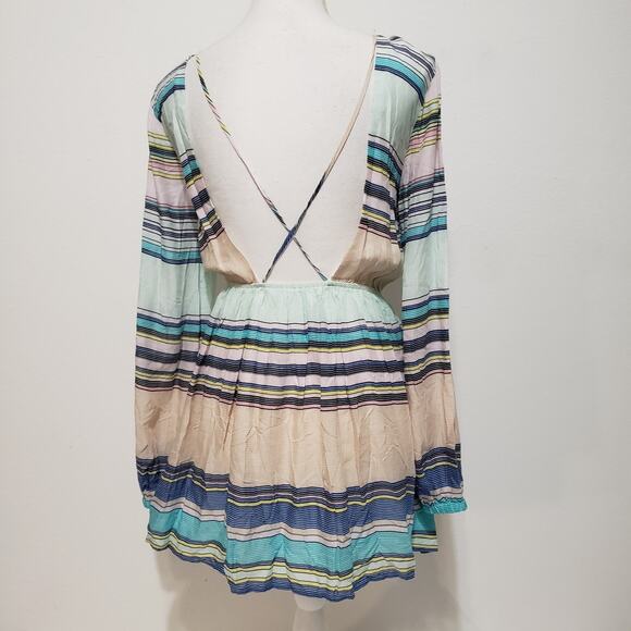 NEW!! Wildfox SIZE S Whitney Mini Dress Stripe Long Sleeves Lightweight Beachy - Picture 4 of 11